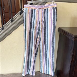 Old Navy Linen Blend Striped Multicolor Pants Size XS
